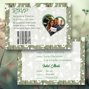 Tarjeta De Confirmación De Asistencia Bonito Boda Botánico de Wildflower Sage Green