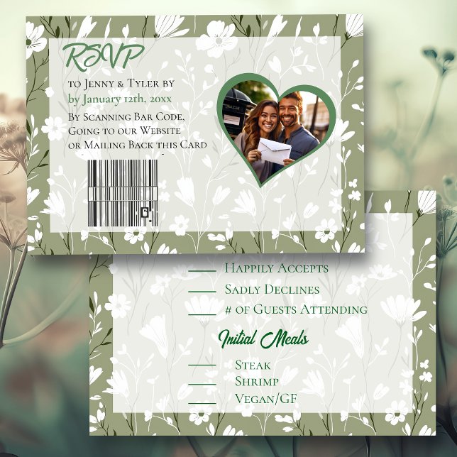 Tarjeta De Confirmación De Asistencia Bonito Boda Botánico de Wildflower Sage Green (Subido por el creador)