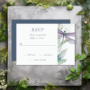 Tarjeta De Confirmación De Asistencia Bonito Boda de la libélula acuarela y la vegetació