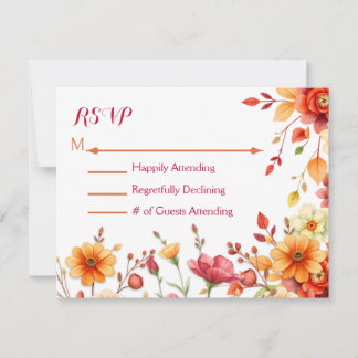 Tarjeta De Confirmación De Asistencia Bonito Boda elegante de otoño