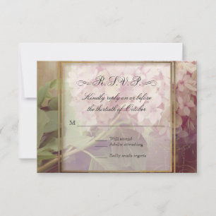 Tarjeta De Confirmación De Asistencia Bonito cuadrado Rubor Pink Hydrangea Vintage Weddi