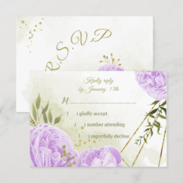 Tarjeta De Confirmación De Asistencia bonito flores púrpuras hojas verdes botánicas