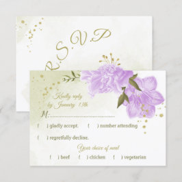 Tarjeta De Confirmación De Asistencia bonito flores púrpuras hojas verdes botánicas