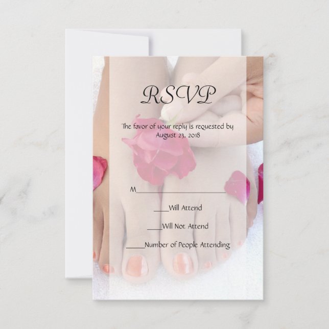 Tarjeta De Confirmación De Asistencia Bonito Fuchsia Salón de pedicura rosa (Anverso)