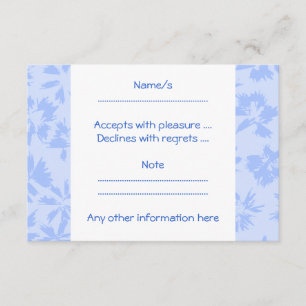 Tarjeta De Confirmación De Asistencia Bonito patrón floral azul claro.
