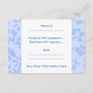 Tarjeta De Confirmación De Asistencia Bonito patrón floral azul claro.