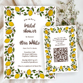 Tarjeta De Confirmación De Asistencia Bonito PERSONALIZADO Lemons código QR BRIDAL SHOWE