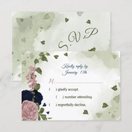 Tarjeta De Confirmación De Asistencia bonito rosa y azul marino