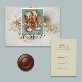 Tarjeta De Confirmación De Asistencia Boots nupciales con aliento de bebé seco