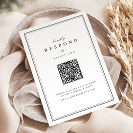 Tarjeta De Confirmación De Asistencia Borde elegante boda minimalista blanco y negro
