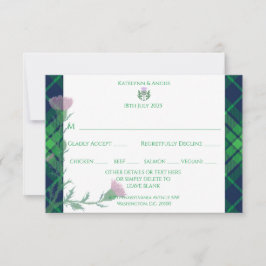 Tarjeta De Confirmación De Asistencia Borde y silbato de tartán tradicional escocés