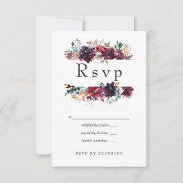 Tarjeta De Confirmación De Asistencia Bordo Violeta Ciruela Acuarela Floral Boda