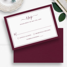 Borgoña elegante Boda de escritura fronteriza Mini