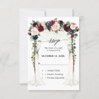 Borgona Rubor Naval Arco Floral Dosel Boda