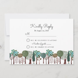 Tarjeta De Confirmación De Asistencia Bosque de árboles arbolado | Boda | Tarjeta de RSV