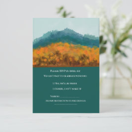 Tarjeta De Confirmación De Asistencia Bosque de árboles de otoño Montaña azul Acuarela