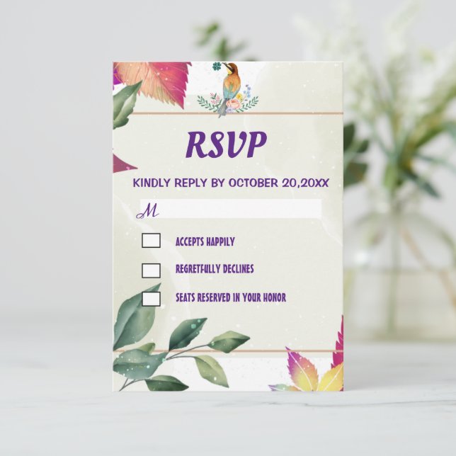 Tarjeta De Confirmación De Asistencia Botánica simple y elegante (Anverso de pie)