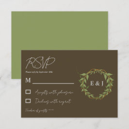 Tarjeta De Confirmación De Asistencia Botanical Wreath Earth Tone Wedding
