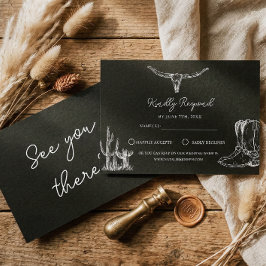 Tarjeta De Confirmación De Asistencia Botas de Country del Oeste Rústico Desierto Boda