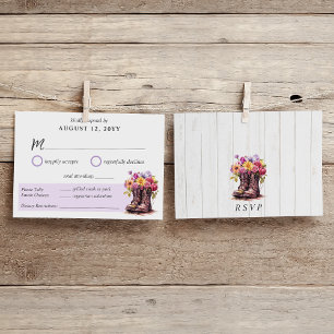 Tarjeta De Confirmación De Asistencia Botas de granja floral rústicas para bodas cena de