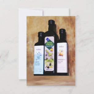 Tarjeta De Confirmación De Asistencia Botellas de vidrio con aceite de oliva, calabaza y