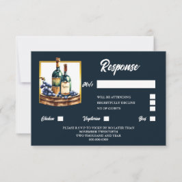 Tarjeta De Confirmación De Asistencia Botellas de vino uvas acuarela viña de bodega