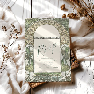 Tarjeta De Confirmación De Asistencia Bougainvillea Boda Art Nouveau Mucha