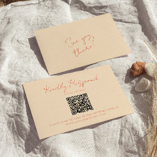 Tarjeta De Confirmación De Asistencia Brillante Boda de código QR Retro Brillante
