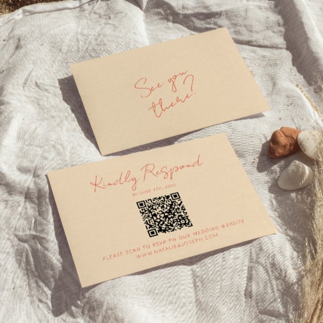 Tarjeta De Confirmación De Asistencia Brillante Boda de código QR Retro Brillante (Subido por el creador)