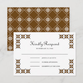Tarjeta De Confirmación De Asistencia Brown and Black Ukrainian Embroidery Wedding