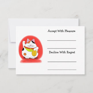 Tarjeta De Confirmación De Asistencia Buena suerte Maneki Neko