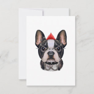 Tarjeta De Confirmación De Asistencia Bulldog Francés Al Estilo Rock punk Para El Perro