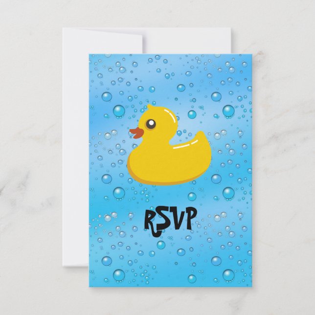 Tarjeta De Confirmación De Asistencia Burbujas azul/ducky de caucho (Anverso)