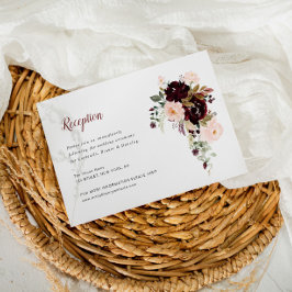 Tarjeta De Confirmación De Asistencia burgundy blush floral wedding reception card