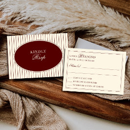 Tarjeta De Confirmación De Asistencia Burgundy Marfil Rayas Óvalo Dinero Antiguo Tarjeta