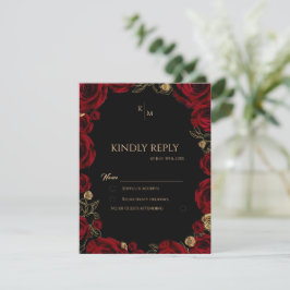 Tarjeta De Confirmación De Asistencia Burgundy Roses Boho Wedding