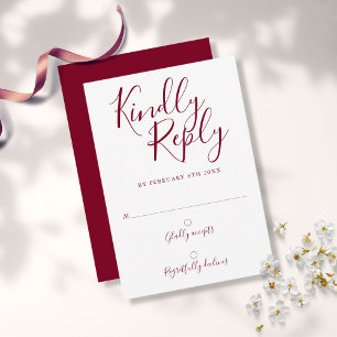 Tarjeta De Confirmación De Asistencia Burgundy Signature Script Moderno