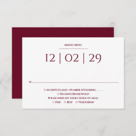 Tarjeta De Confirmación De Asistencia Burgundy Simple Date Boda