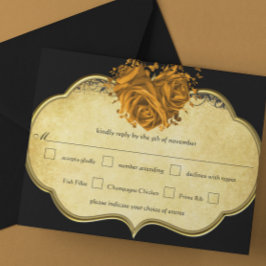 Tarjeta De Confirmación De Asistencia Butterfly Metallic Gold Heart Gold y Black
