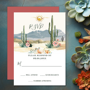 Tarjeta De Confirmación De Asistencia Cacti florido de bonito Boda del Desierto de Cac
