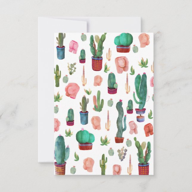 Tarjeta De Confirmación De Asistencia Cactus and Butts (Anverso)