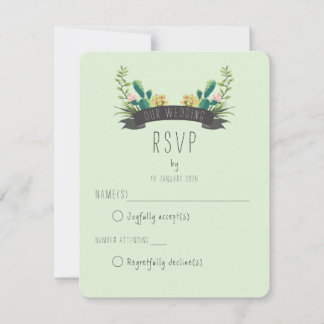 Tarjeta De Confirmación De Asistencia Cactus and Succulent Boho Wedding