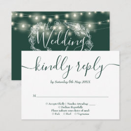 Tarjeta De Confirmación De Asistencia Cadena verde esmeralda ilumina a Boda floral