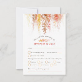 Tarjeta De Confirmación De Asistencia Caída de cascada de agua boda de naranja marrón