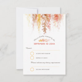 Tarjeta De Confirmación De Asistencia Caída de cascada de agua boda de naranja marrón