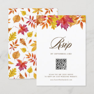 Tarjeta De Confirmación De Asistencia Caída Sale de Garland Boda de otoño Código QR