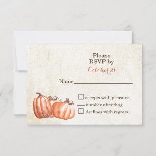 Tarjeta De Confirmación De Asistencia calabazas acuarelas otoño cosecha nupcial tarjeta