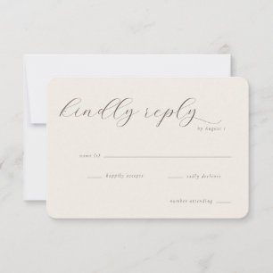 Tarjeta De Confirmación De Asistencia Caligrafía beige elegante