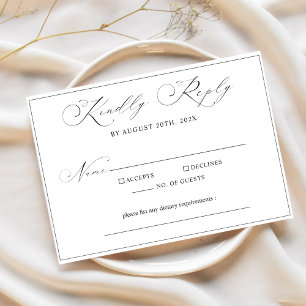 Tarjeta De Confirmación De Asistencia Caligrafía Boda de escritura Minimalista moderna