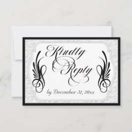 Tarjeta De Confirmación De Asistencia Caligrafía elegante y relieve falso - Blanco/Negro